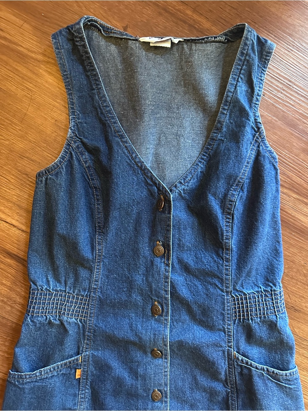 1970s Levi's Denim Tank Dress Button-Front - Picture 3 of 16